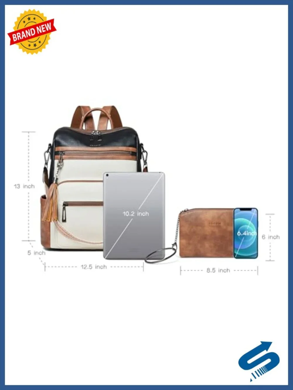 Vegan Leather Backpack Purse for Women with Adjustable Shoulder Bag